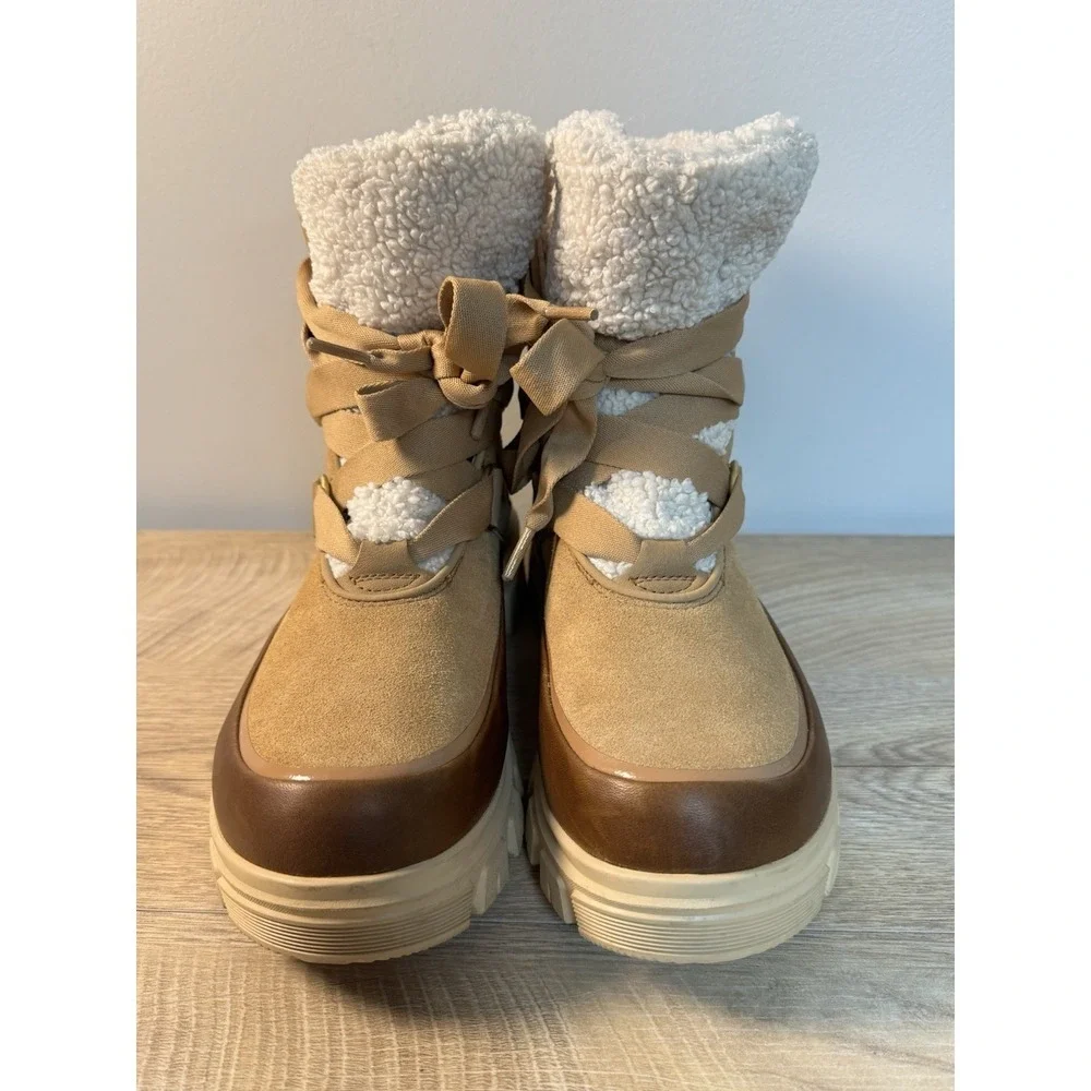 SOREL Tivoli V Resort Waterproof Women's Boots Velvet Tan 10.5 Chunky Heel Fur